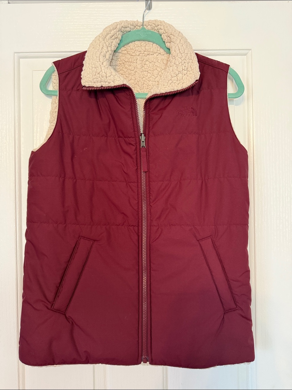 The North Face Women’s Maroon and Sherpa Reversible Vest